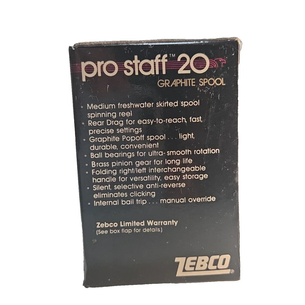 Zebco Pro‎ Staff 20 Graphite Spinning Fishing Reel Spring Loaded Read Drag